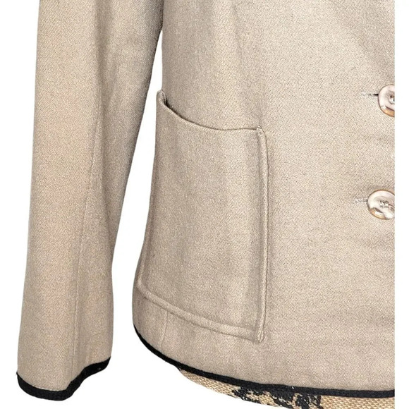 ELLIOTT BASS NEW YORK Women's Vintage Wool Embroidered Trim Jacket Size 8 Beige - Picture 8 of 16